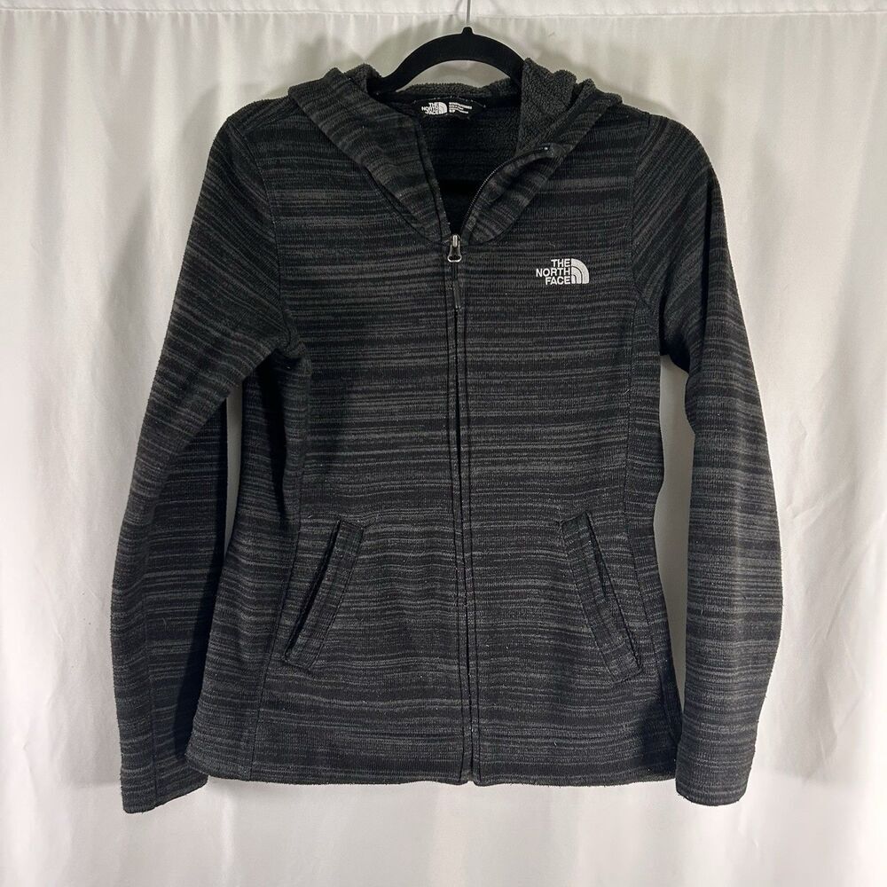 The North Face Hoodie Women's Small Heathered Black Full Zip Fleece Lined